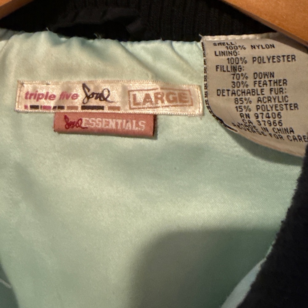 Triple Five 555 Soul puffer jacket‎ Large black vintage down Y2K skater - Picture 2 of 10